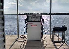 Gasoline pumps at Lake Whitney Marina @ Juniper Cove